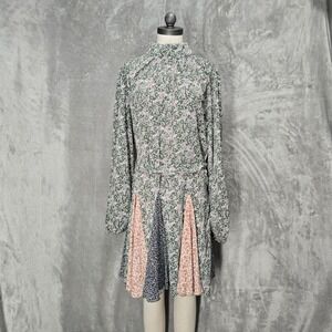 Oddi Women 2XL Floral Mock Neck Mini Dress Prairie Boho Cottagecore Earthy Patch